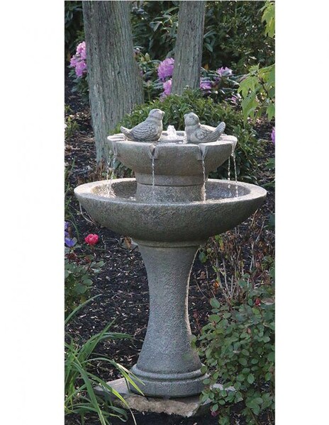 Tranquility Spill Fountain With Sculpted Birds Cement Stone Statuary